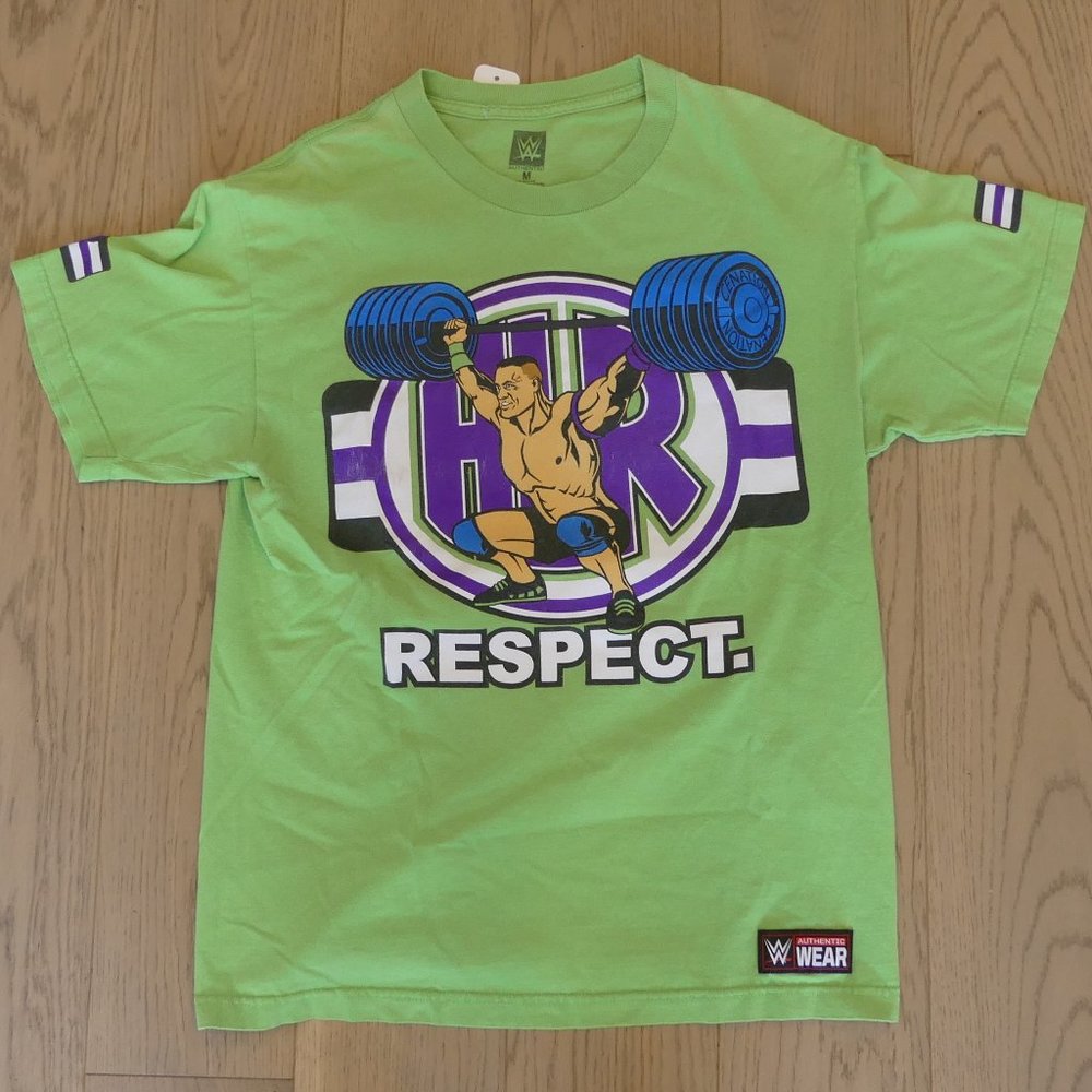 John Cena Respect Never Give Up Earn It WWE Green Medium T-Shirt